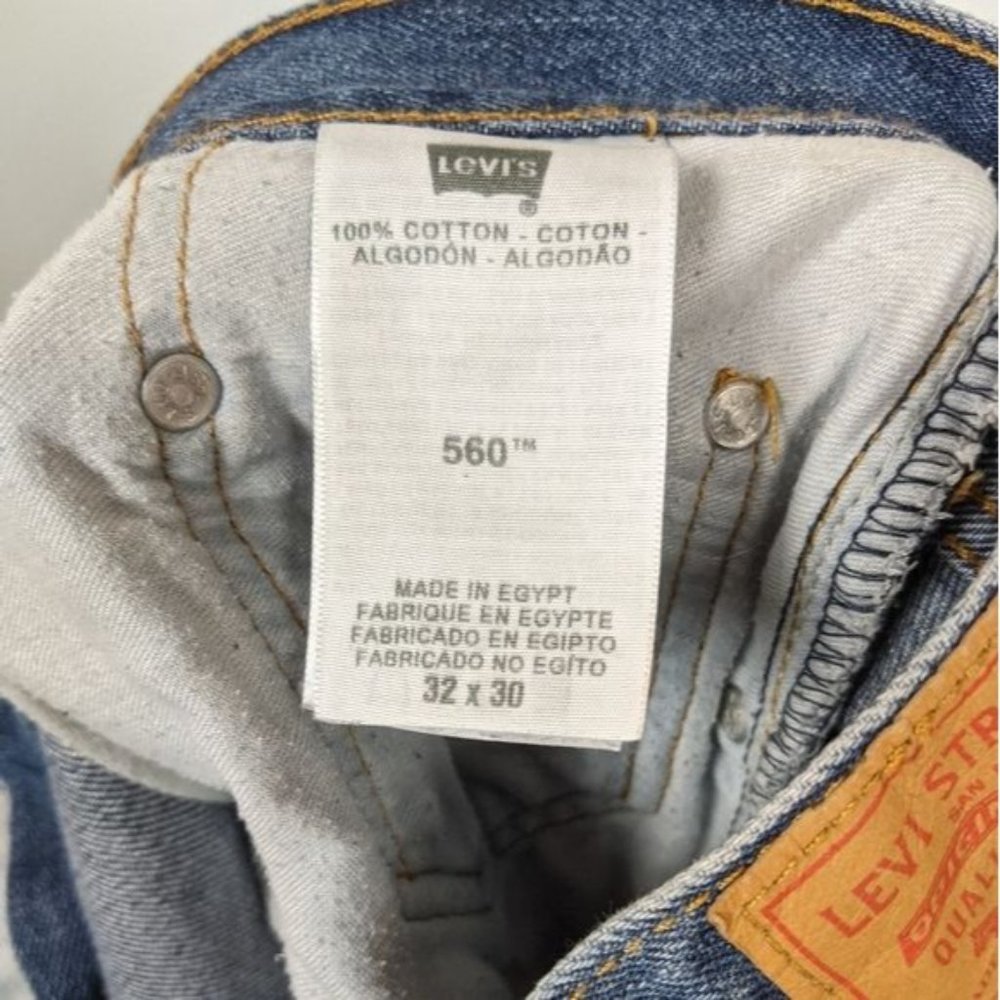 Vintage 90s Levi's 560 Tapered Baggy Jeans 14 32 - Picture 9 of 12